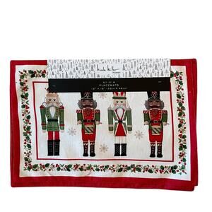 Nicole Miller NUTCRACKER Christmas Placemats 13x19 Set of 4 Holiday Pop of Color